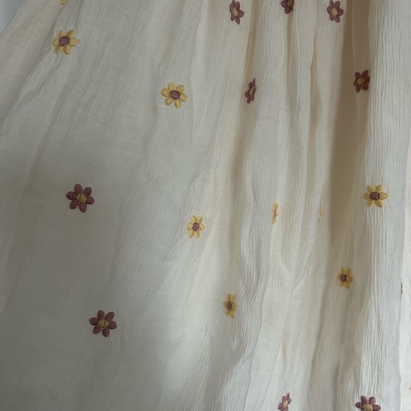 Hem & Thread Cream Pink Embroidered Flower Midi Dress - Picture 5 of 8